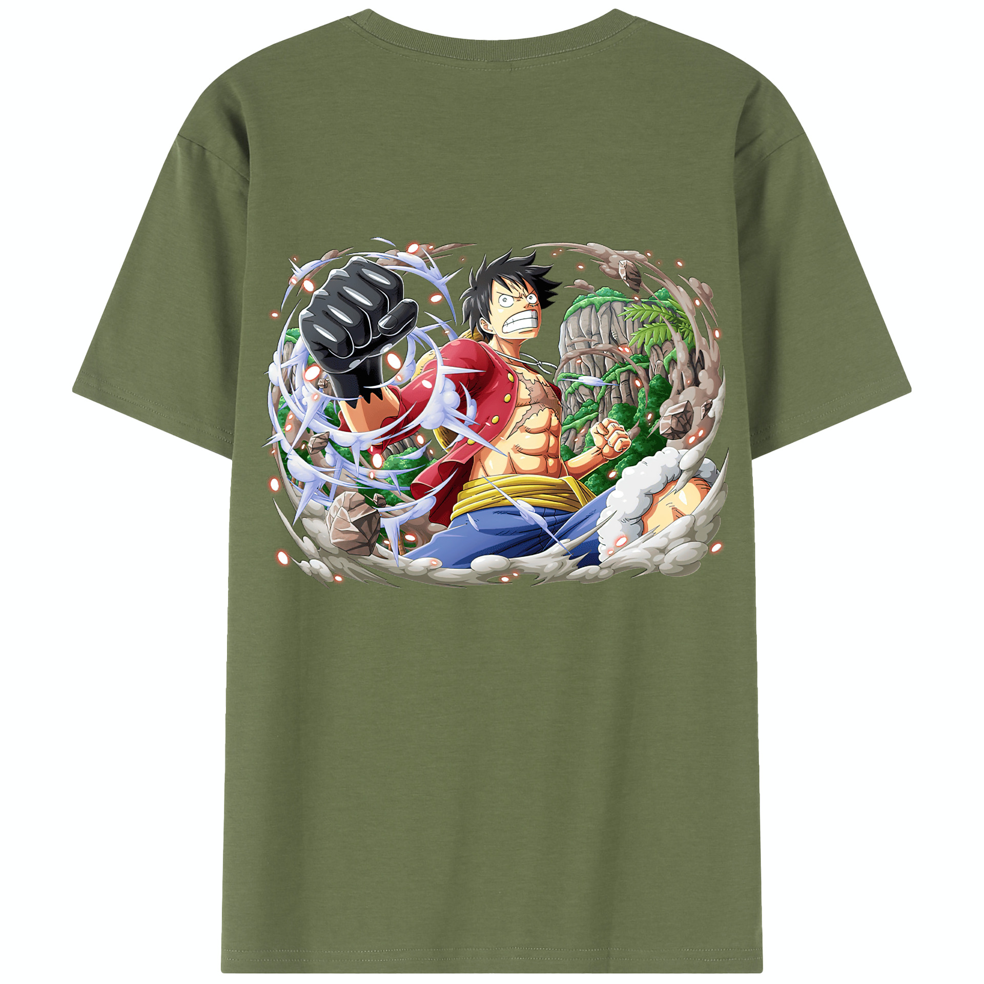 ワンピース モンキー・D・ルフィ ONE PIECE Monkey D. Luffy 綿100％半袖Tシャツ（背面プリント）